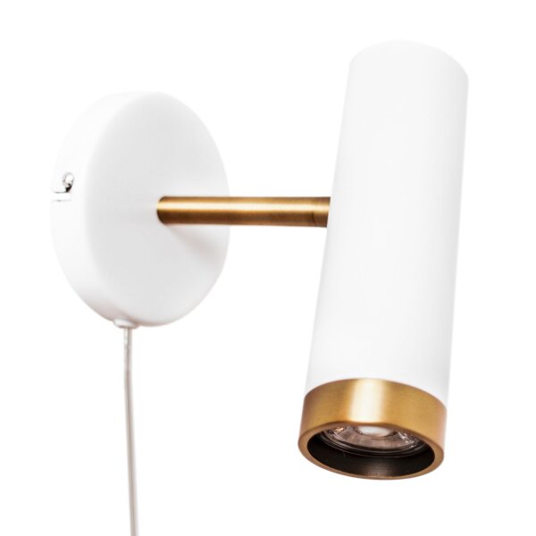 Wandleuchte mit Kabel Schalter Weiß Gold GU10 verstellbar