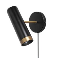 Leselampe Wand mit Stecker Kabel GU10 Schwarz Gold...