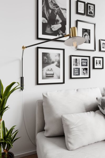 Wandlampe mit Kabel und Stecker Metall E27 Schwenkarm