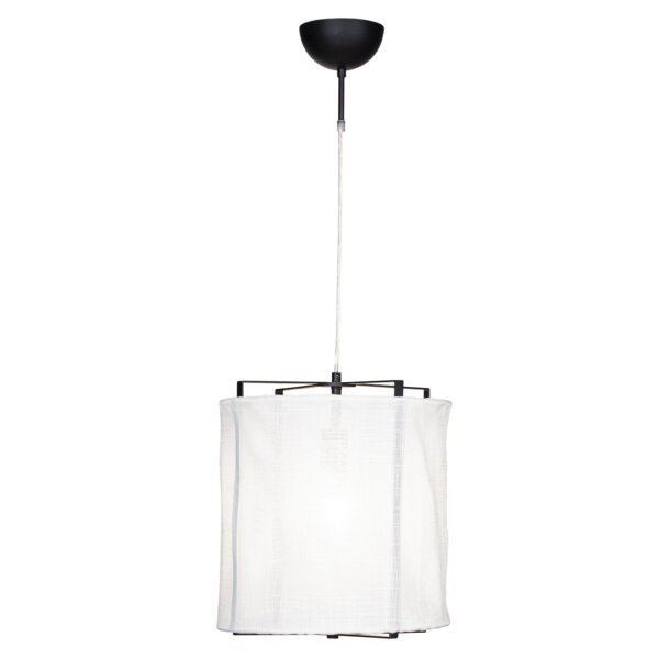 Hängelampe Stoffschirm B: 35cm H: max. 120cm E27 Schwarz Weiß