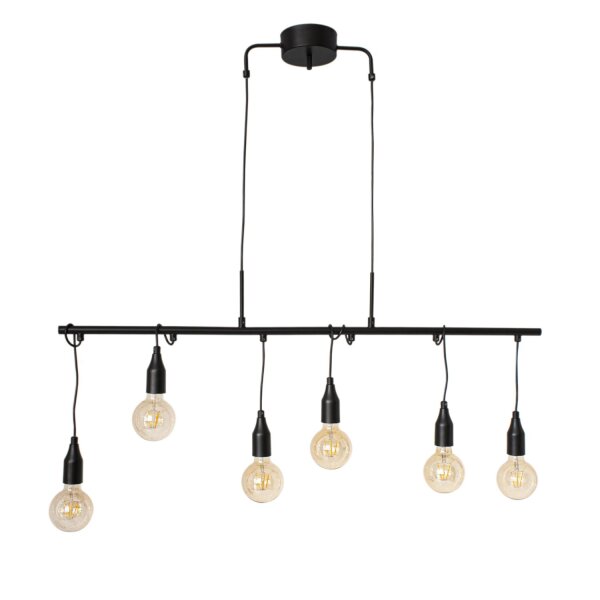 Pendelleuchte Metall Schwarz 110 cm lang für 6x E27