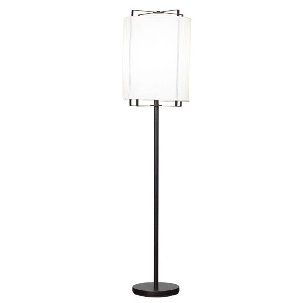 Stehlampe Stoff Metall E27 150 cm hoch Schwarz Weiß