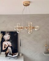 Hängeleuchte Rauchglas Metall 58 cm breit Modern 15x G9