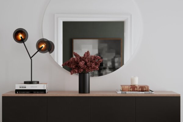 Tischlampe 2-flammmig 59 cm Schwarz Gold aus Glas Metall