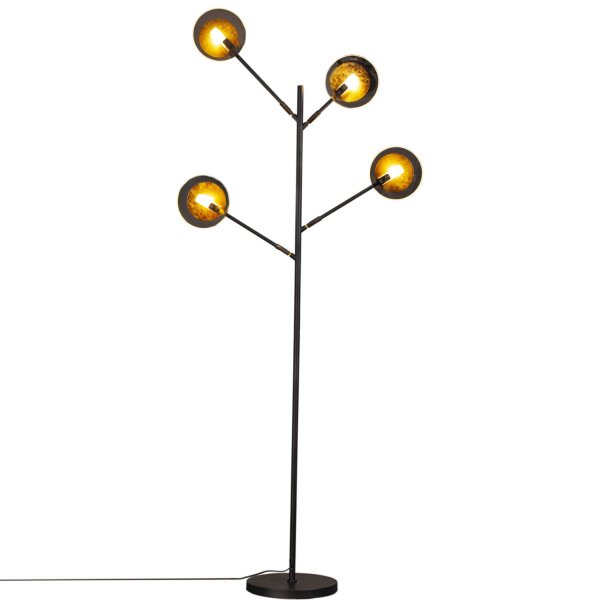 Stehlampe Metall Glas 175,5 cm hoch in Schwarz Gold G9