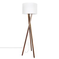 Stehlampe Dreibein 160 cm hoch Stoff Holz E27 in Walnuss...
