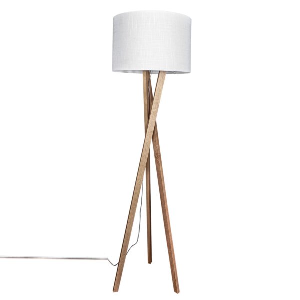 Stehlampe Holz Stoff E27 160 cm Dreibein Eiche Weiß