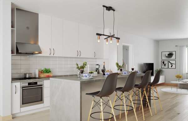 Pendelleuchte Metall E27 4-flammig 90 cm breit Schwarz Messing