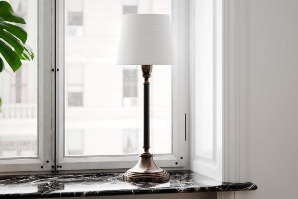Nachttischlampe Metall Stoff 59,5 cm E27 Klassisch ELIN