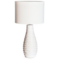 Tischlampe Weiß Creme Keramik Stoff E27 74 cm hoch