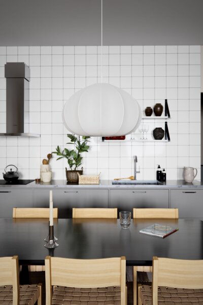 Hängeleuchte Stoff Metall E27 B: 60 cm H: max. 120 cm Weiß