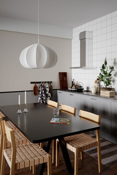 Hängeleuchte Stoff Metall E27 B: 60 cm H: max. 120 cm Weiß