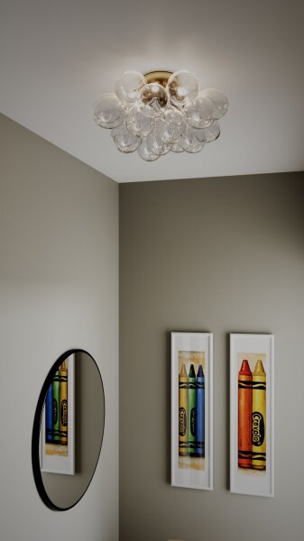 Deckenleuchte Glas Metall 50 cm breit in Gold Modern 6x G9