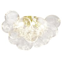 Deckenleuchte Glas Metall 50 cm breit in Gold Modern 6x G9
