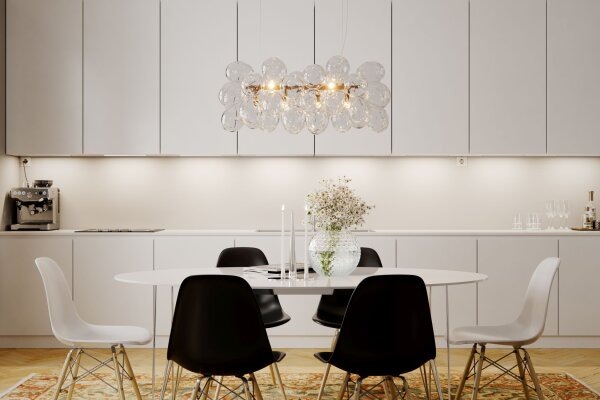 Pendelleuchte Glas Metall L: 80 cm H: max. 120 cm in Gold
