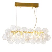 Pendelleuchte Glas Metall L: 80 cm H: max. 120 cm in Gold