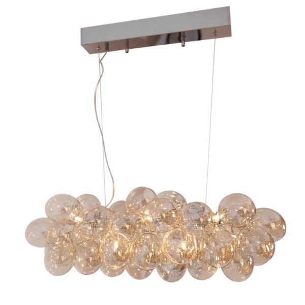 Pendelleuchte Esstisch B: 80 cm Metall Rauchglas 8x G9