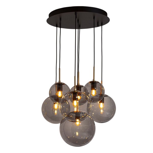 Pendelleuchte Metall Rauchglas B: 54 cm H: max. 120 cm