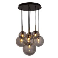 Pendelleuchte Metall Rauchglas B: 54 cm H: max. 120 cm