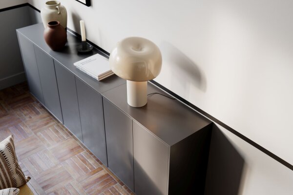 Tischleuchte Weiß H: 41 cm kippbar Metall Kabelschalter E27