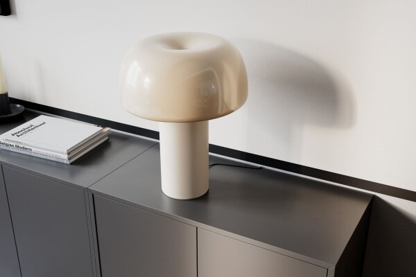 Tischleuchte Weiß H: 41 cm kippbar Metall Kabelschalter E27