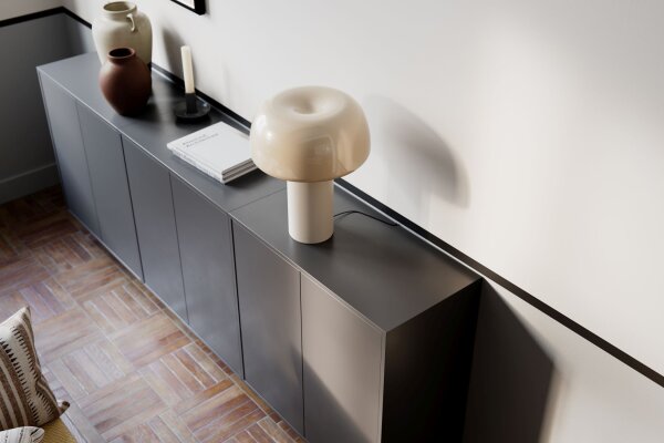 Tischleuchte Weiß H: 41 cm kippbar Metall Kabelschalter E27