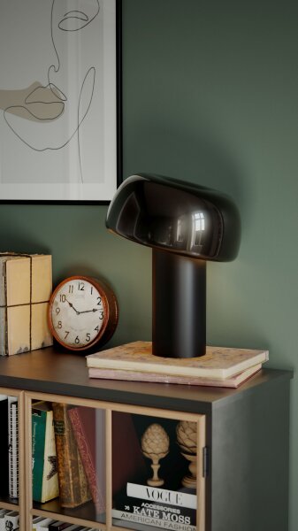 Tischleuchte Schwarz Metall H: 41 cm Kabelschalter kippbar