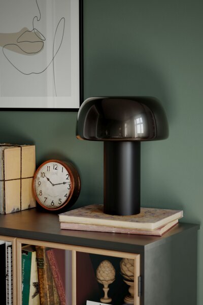 Tischleuchte Schwarz Metall H: 41 cm Kabelschalter kippbar