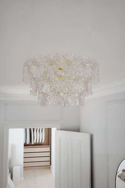 Deckenlampe Kristall 51,5 cm breit in Gold 3-flammig E14