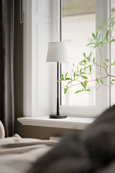Beistelllampe Schwarz Weiß 68,5 cm E27 Metall Stoff Modern