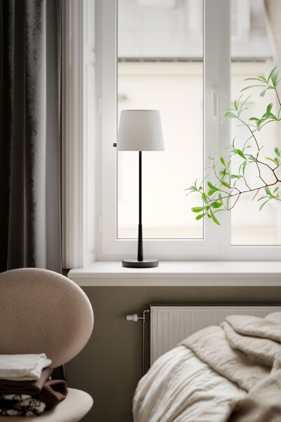 Beistelllampe Schwarz Weiß 68,5 cm E27 Metall Stoff Modern