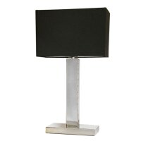 Tischleuchte Metall Stoff 47 cm Chrom Schwarz E27 eckig
