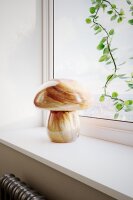 Tischlampe Glas 30 cm hoch Braun marmoriert E27 Pilzdesign