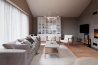 Kronleuchter LED B: 80 cm 3 Ringe Holz 2700 K warmweiß