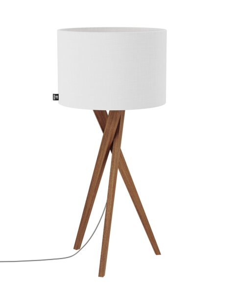 Tischleuchte Holz Stoff 55 cm Dreibein Eiche Weiß E27