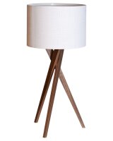 Tischleuchte Dreibein Stoff Holz 55 cm E27 Walnuss...