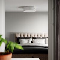 Deckenlampe D: 60 cm rund Modern Weiß Metall Stoff E27