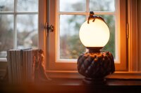 Tischlampe Keramik Glas 45 cm hoch Schwarz Weiß...