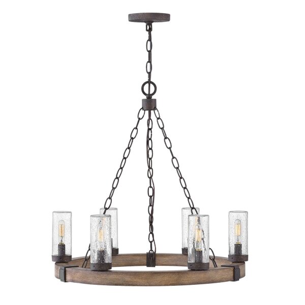 Kronleuchter außen Ø 61 cm IP44 E14 Metall Glas Ring