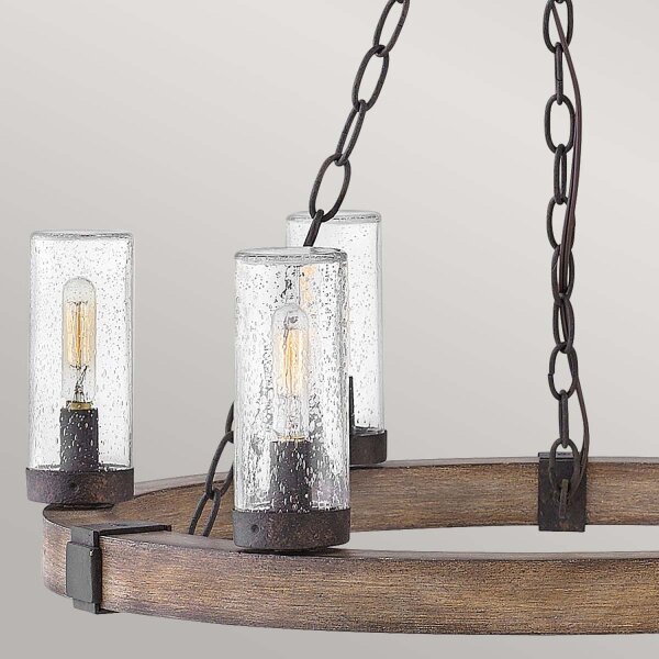 Kronleuchter außen Ø 61 cm IP44 E14 Metall Glas Ring
