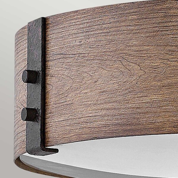 Außenlampe rund D: 38,1 cm IP44 E14 in Holz Optik blendarm