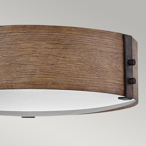 Außenlampe rund D: 38,1 cm IP44 E14 in Holz Optik blendarm