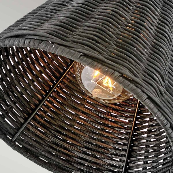 Wandleuchte Metall Rattan E27 verstellbar Schwarz vielseitig
