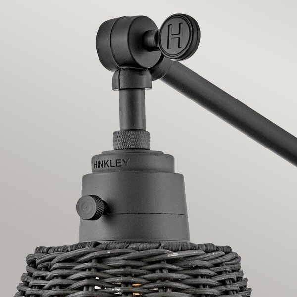 Wandleuchte Metall Rattan E27 verstellbar Schwarz vielseitig