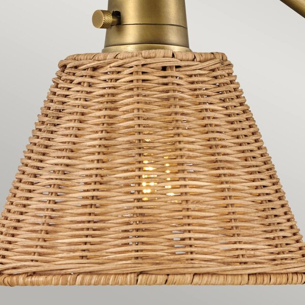 Verstellbare Wandleuchte Rattan Metall E27 Gelenkarm