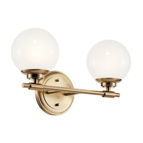 Badleuchte Wand mit 2x G9 LED 37,3 cm breit IP44 Glas Metall