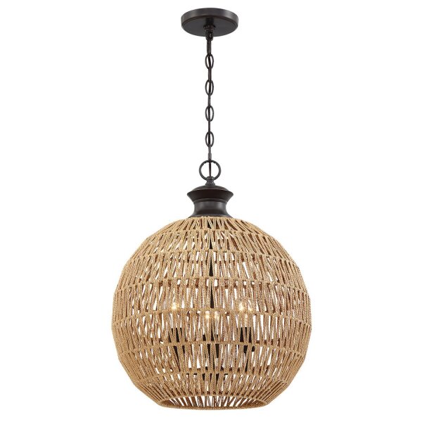 Hängeleuchte rund Ø 46,5 cm H: max. 251,4 cm Seil Schirm