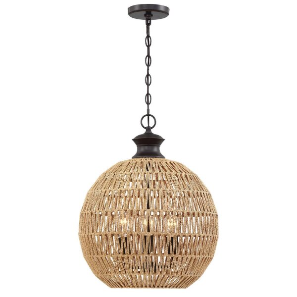 Hängeleuchte rund Ø 46,5 cm H: max. 251,4 cm Seil Schirm