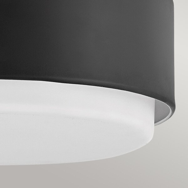 Deckenlampe rund Ø 30,5 cm Schwarz Weiß Metall Glas 2x E27