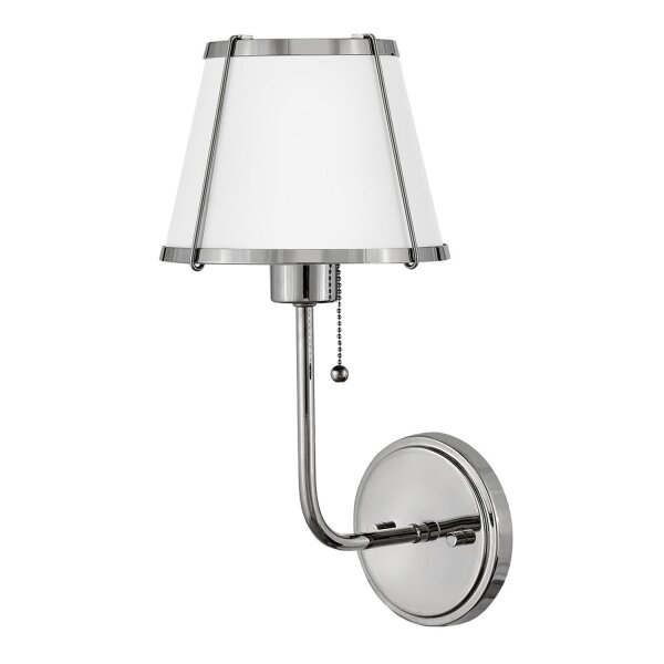 Wandleuchte mit Schalter Metall 40 cm hoch Nickel Weiß